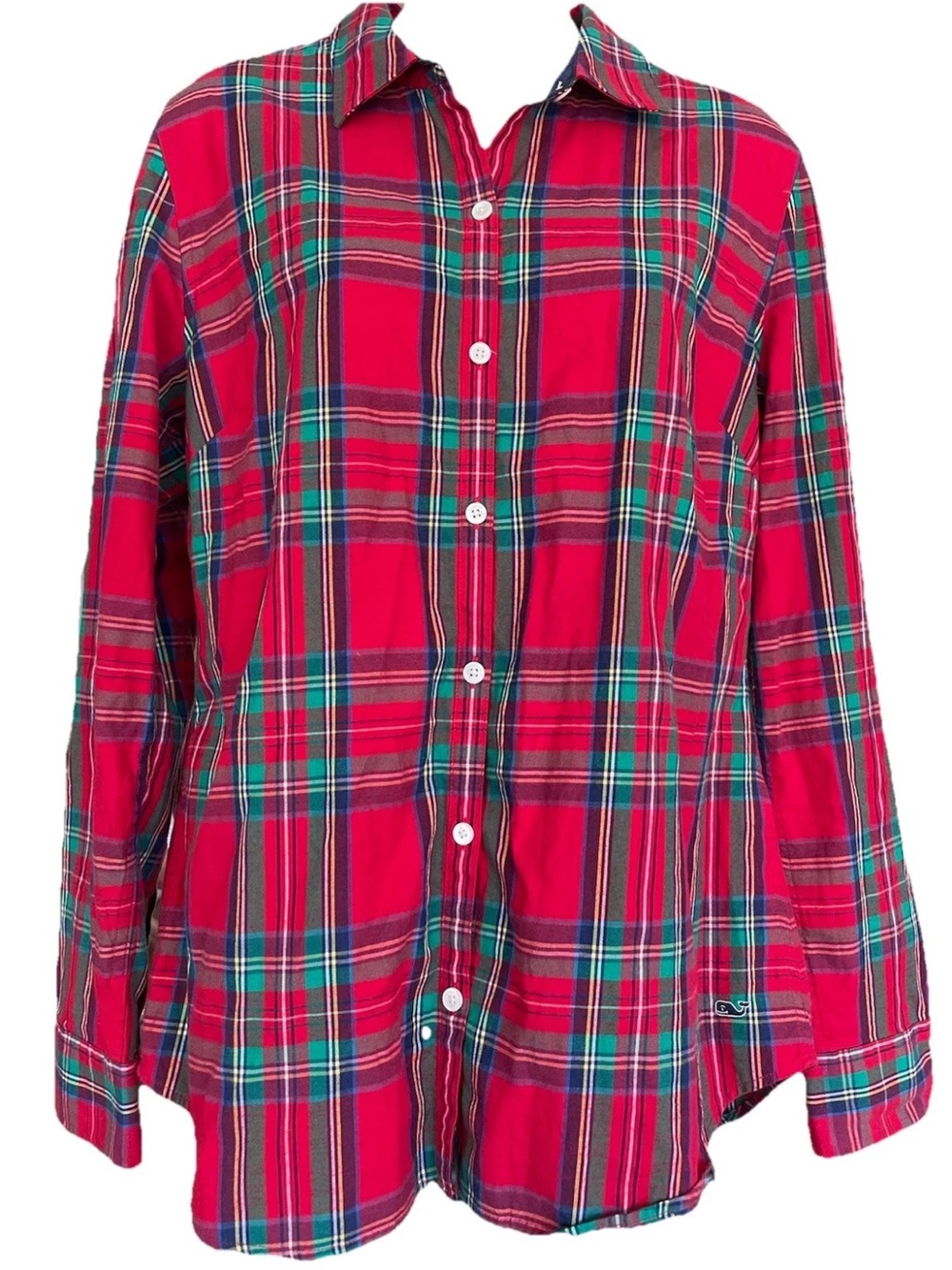 Vineyard Vines Women's Plaid Check Cotton Cashmere Button-Down Shirt Size 12 EUC